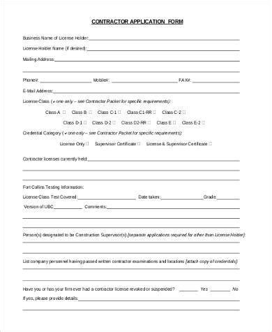 contractors profile application
